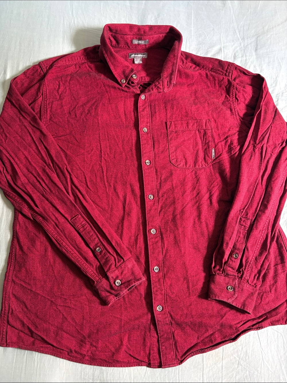 Eddie Bauer Men's Button-Down Shirt in Berry Red